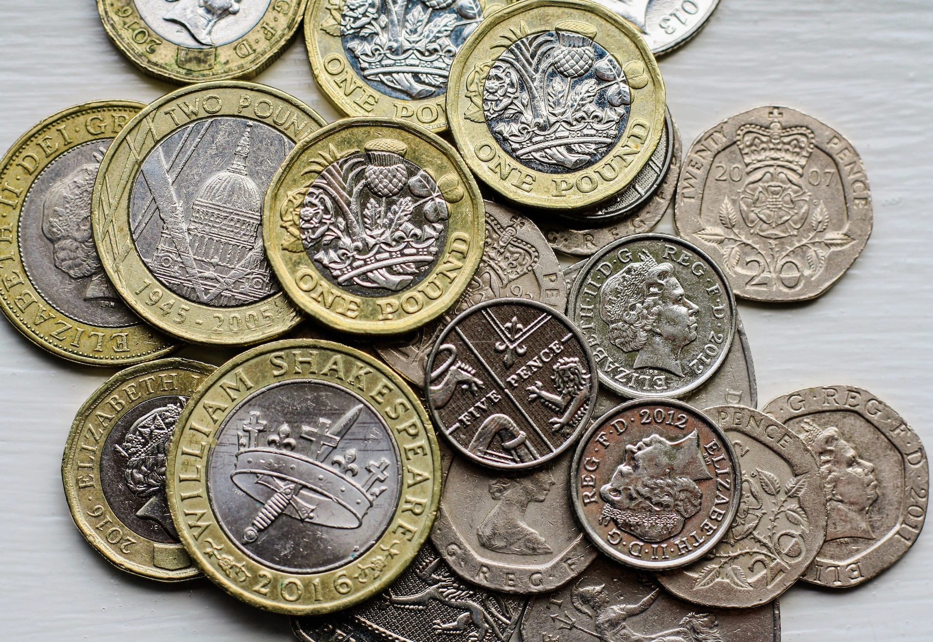 Mixed selection of English coins